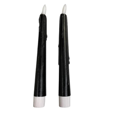 Kerzen mit magischer Flamme, LED-Dinner-Tropfen, 20 cm, schwarz, 2er-Set