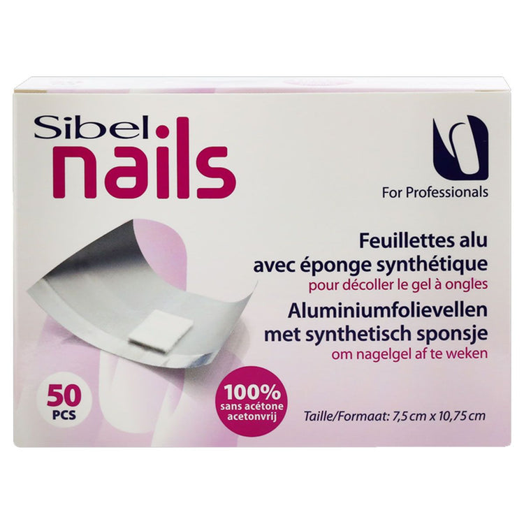 Sibel Sibel Nails Aluminiumfolienblätter mit synthetischer Schwamm 50st.