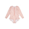 Leopard | Alte rosa Mädchen UV -Badeanzug mit langen Ärmeln