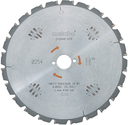 Metabo Zubehör Kreissägeblatt HW CT ø 254x30, 24 WZ - 628025000