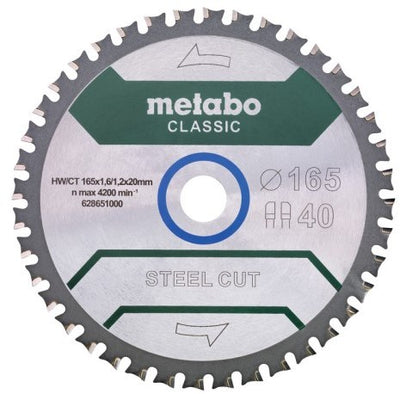 Metabo Zubehör Kreissägeblatt | Stahlschliff klassisch | 165x20mm | z40 fzfa fzfa 4° b - 628651000