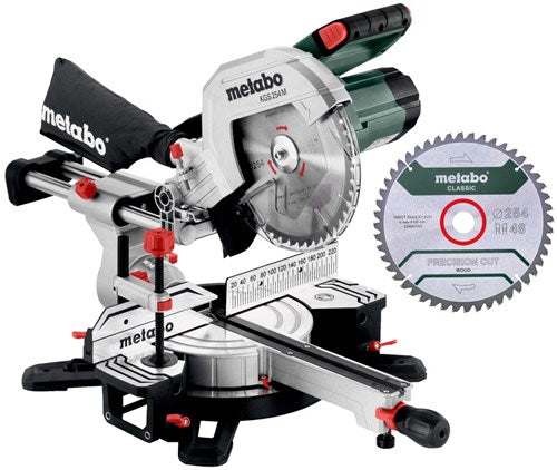 Metabo Kappsäge kgs 254 m Set mit Zugfunktion | neuestes Modell - mit 2. Sägeblatt - 613254900