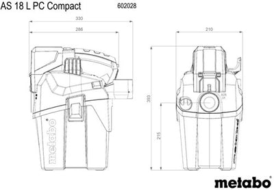 Metabo Ash 18 l PC kompakter kabelloser Allzweckstaubsauger | 18v | ohne Akkupacks und Ladegerät - 602028850