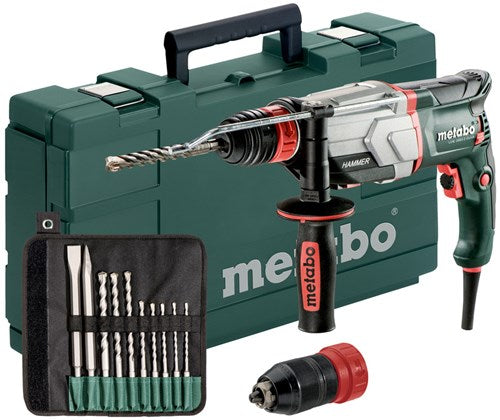 Metabo uhe 2660-2 Schnellspann-Kombihammer | 800 W 2,8 J + SDS-Plus-Bohrer-Set (10 Stück) – 600697510