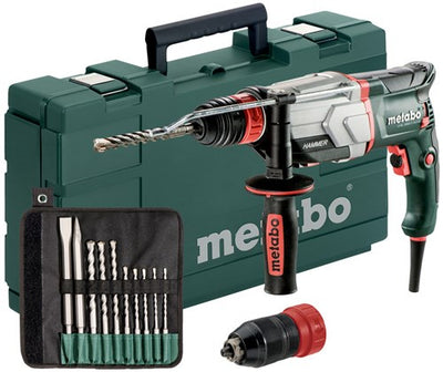 Metabo uhe 2660-2 Schnellspann-Kombihammer | 800 W 2,8 J + SDS-Plus-Bohrer-Set (10 Stück) – 600697510
