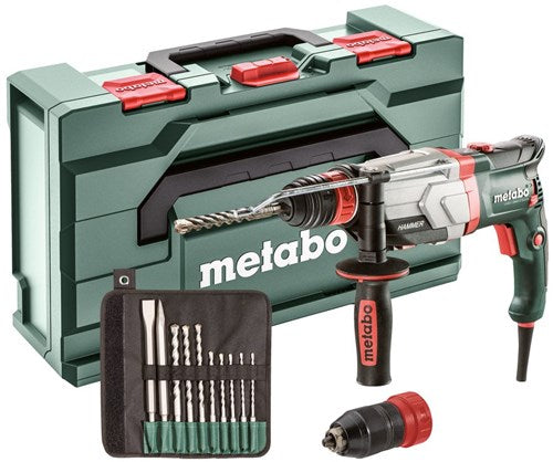 Metabo uhev 2860-2 Schnellkombihammer | 1100 W 3,4 J + SDS-Plus-Bohrer-Set (10 Stück) – 600713510