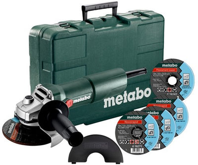 Metabo w 750-125 Set | Winkelschleifer | 125mm | 750 Watt | 11500 Minuten | im Kunststoffkoffer + Zubehör - 603605680