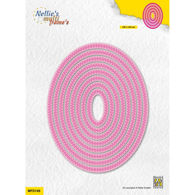 Nellies Wahl • Stanzformen mit mehreren Rahmen, oval, doppelt gepunktete Linie, 8 Stück.