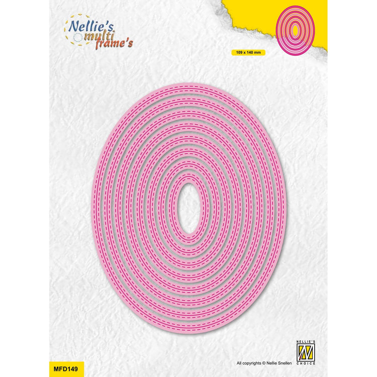 Nellies Wahl • Stanzformen mit mehreren Rahmen, oval, doppelt gepunktete Linie, 8 Stück.