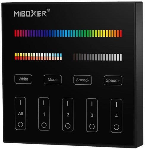 Miboxer rgb-cct kabelloser Aufputzschalter 2,4g 4-Zonen schwarz - led0232