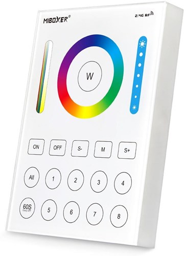 Miboxer RGB-CCT Funk-Aufputzschalter 2,4g 8-Zonen weiß - led0203