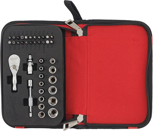 Milwaukee 1 4 kompakter Ratschensatz 39-teiliger Steckschlüsselsatz 1 4" Four Flat™Compact im Koffer (39-teilig) - 4932492672