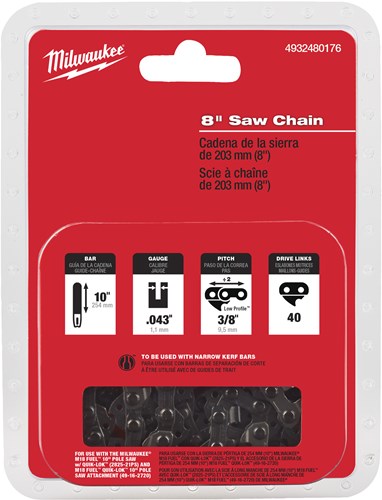 Milwaukee 20 cm 8 Sägekette 3 8 x 1,1 M18 FHS Kette für Kettensäge 20 cm 8 für M18 FHS20 – 4932480176