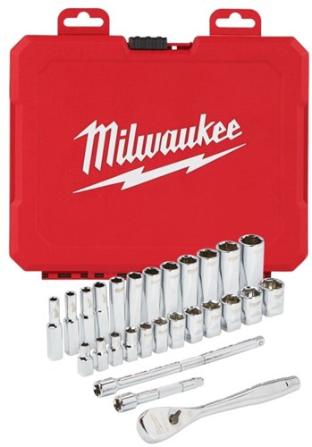 Milwaukee Zubehör 1 4" Ratschen- und Steckschlüsselsatz | metrisch | 28-teilig - 4932464943