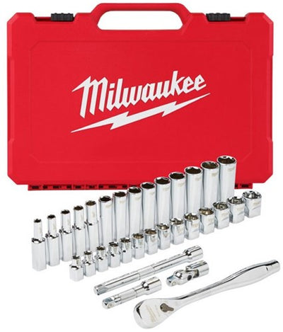 Milwaukee Zubehör 3 8" Ratschen- und Steckschlüsselsatz | metrisch | 32-teilig - 4932464945