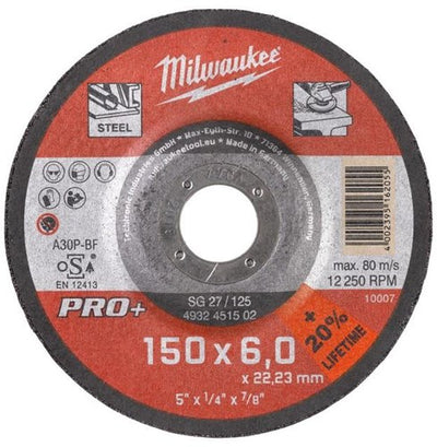 Milwaukee Zubehör Schleifscheibe GRW SG27 150x7 Pro+ – 1 Stück – 4932471387
