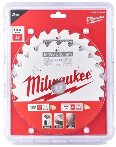 Milwaukee Zubehör Kreissägeblatt | 165 x 15,87 mm | 24,40t | 2 Stück - 4932479837