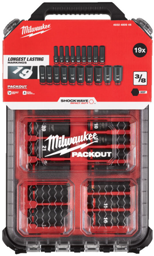 Imp Milwaukee Zubehör-Steckschlüsselsatz Packout™ Shockwave™ Act Duty (19-teilig) – 4932480946