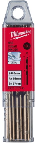 Milwaukee Zubehör HSS-G CO Metallbohrer 6,5 x 101 mm (10 Stück) – 4932373346