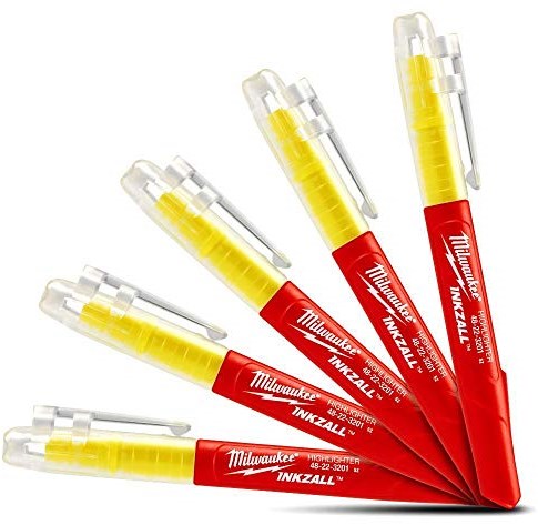 Milwaukee Zubehör Inkzall Marker fluo gelb – 5 Stück. - 48223201
