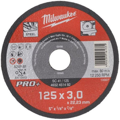 Milwaukee Zubehör Metalltrennscheibe SC41 125 x 3 mm Pro+ – 25 Stück – 4932451492