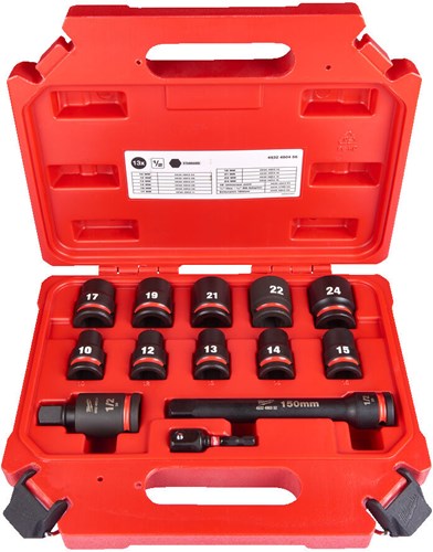 Milwaukee Zubehör Stoßwellenkappe Sechskant 1 2 | kurzes Set-13tlg. | 4932480456