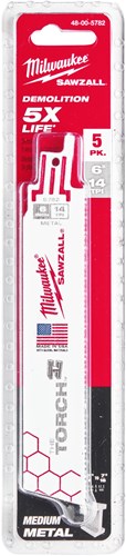Ty Milwaukee Heavy Du Torch™ Säbelsägeblatt | Brenner 150 mm x 14 TPI | 5 Stück - 48475782