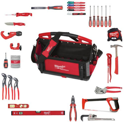 Milwaukee Sanitär-Set | im Packmaß 50 cm Werkzeugtasche | 38 Stück - 4932501191