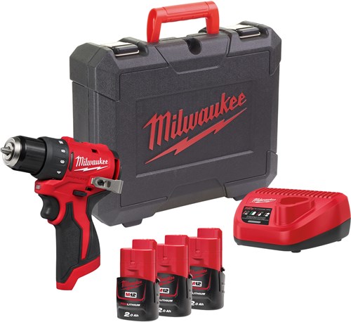 Milwaukee m12 blddrc-203c Akku-Bohrschrauber | 40nm | inkl. 3x 2,0-Ah-Akku und Ladegerät im Koffer - 4933499685