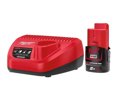 Milwaukee m12nrg-201 Bausatz | 12 V 2,0 Ah Akku + Ladegerät – 4933451900