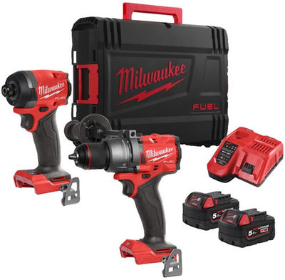 Milwaukee m18 fpp2a3-502x Kraftstoff-Kraftpaket | m18fpd3 m18fid3 | 2x 5,0 Ah Akku + Ladegerät | im HD-Gehäuse - 4933480873
