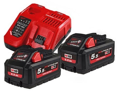 Milwaukee m18 hnrg-552 – m18 hb5 duo pack 18 v 5,5 ah hohe leistung + ladegerät m12-18fc