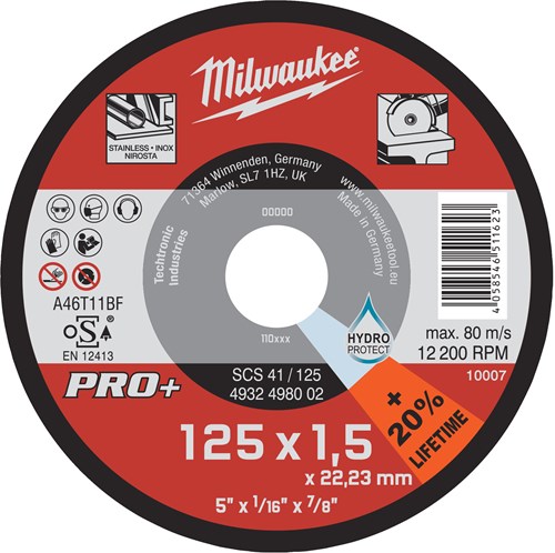 Milwaukee Zubehör Milwaukee SCS 41 125 dünne Metalltrennscheiben Pro+ – 4932498002