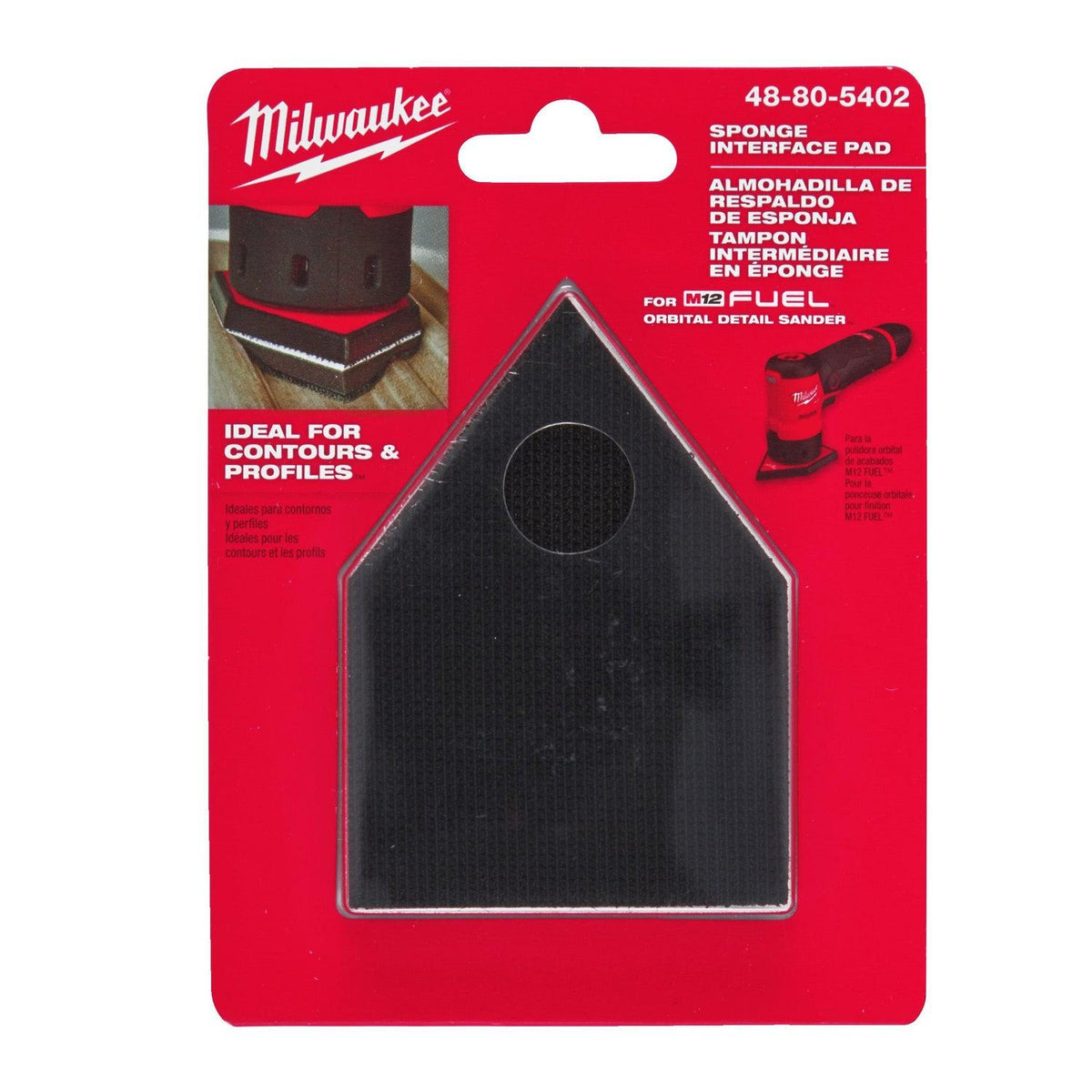 Milwaukee-Schwamm-Schnittstellenpad 67 x 92 – 1 Stück Schleifpapier-Delta-Schwamm 67 x 92 mm für M12 FDSS – 48805402