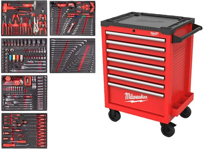 Milwaukee src27-1 gefüllter Werkzeugwagen | Werkzeugschutz | 27 69 cm | Stahl | 337 Stück - 4932500754