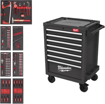 Milwaukee Toolguard gefüllter Werkzeugwagen aus Stahl | 27 69 cm | grau | 131 Stück - 4932500741