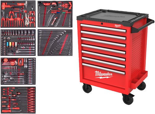 Milwaukee Toolguard gefüllter Werkzeugwagen aus Stahl | 27 69 cm | grau | 337 Stück - 4932500746