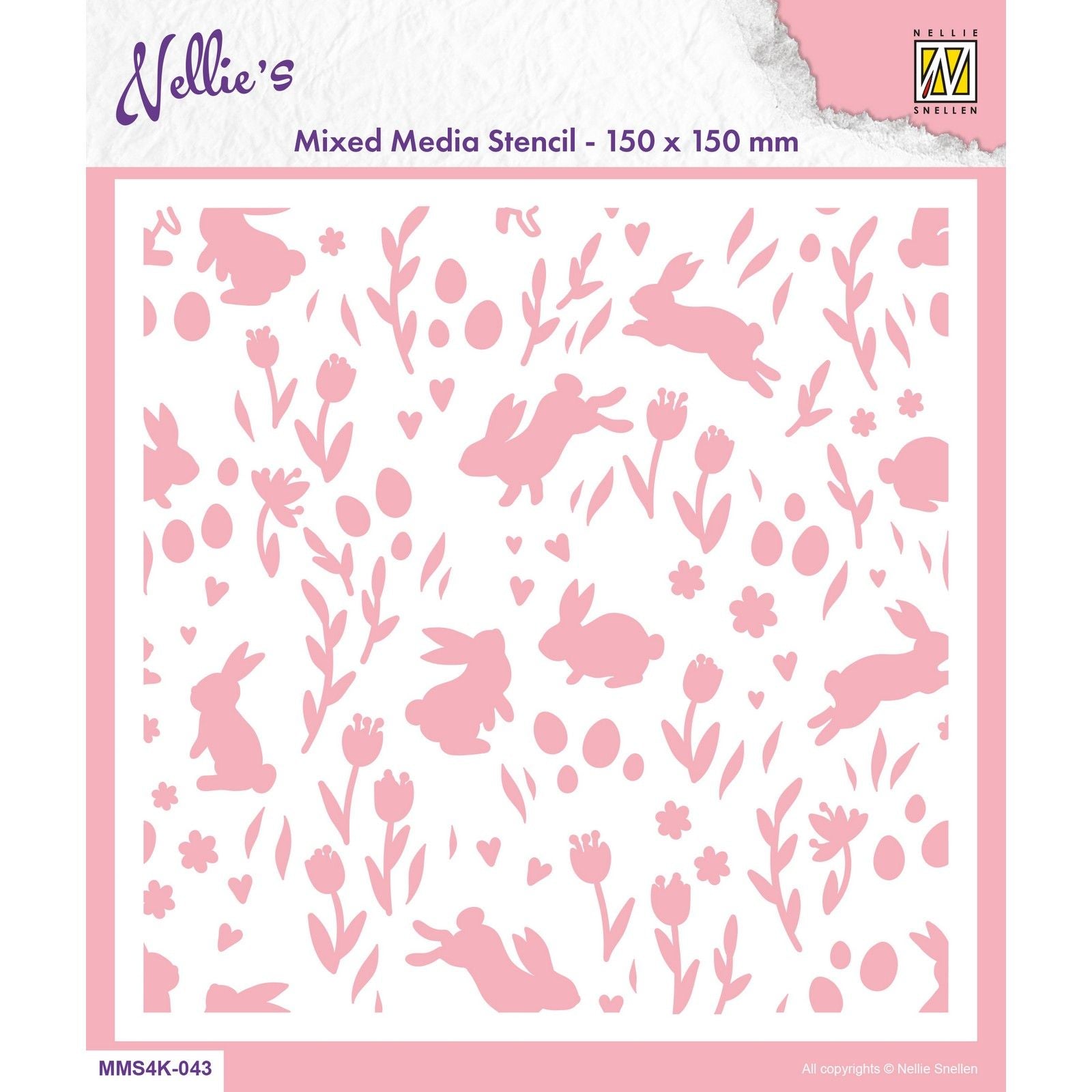 Nellies Wahl • Schablone 15x15cm Hintergrund Hasen Tulpen