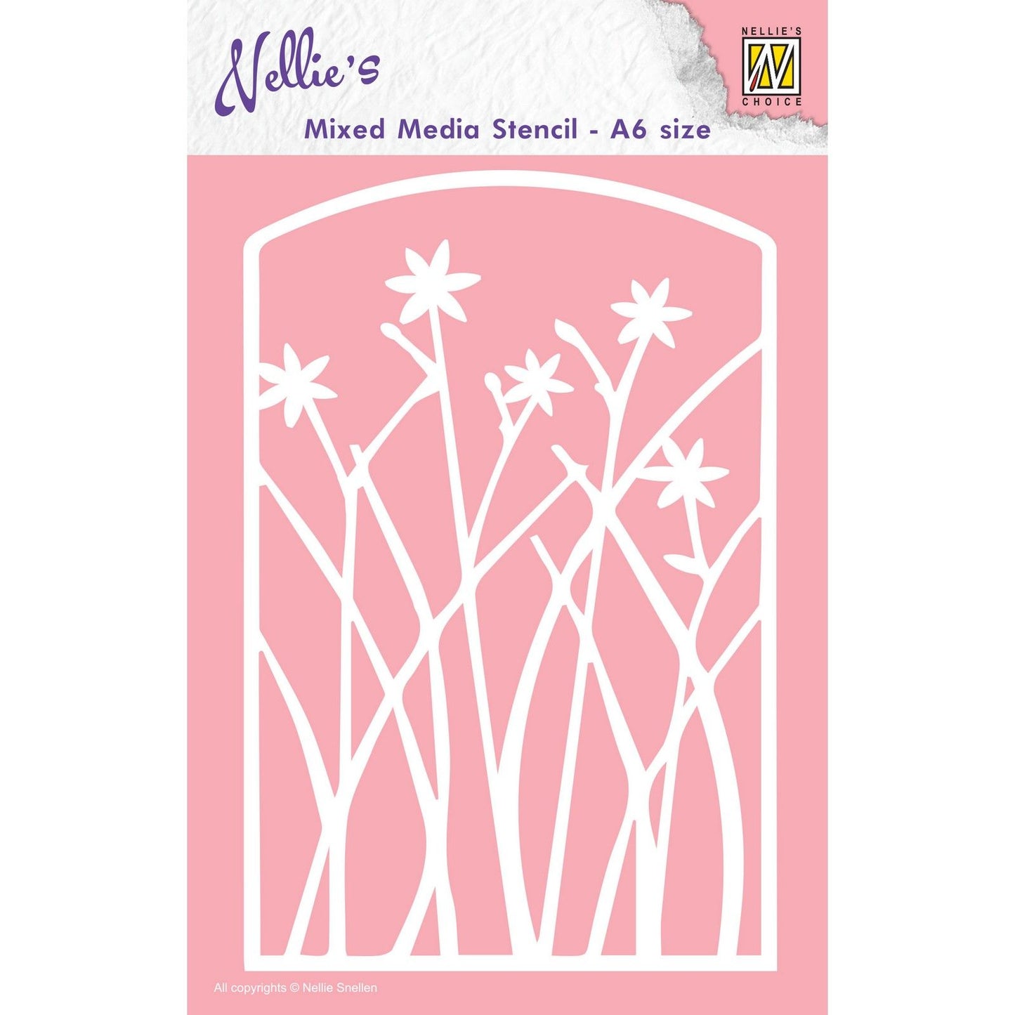Nellies Wahl • Schablone im A6-Format, Rahmen mit Blumen