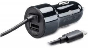 Mobilize USB-Autoladegerät Dual 4800 mA + Lightning-Kabel schwarz 1 m – 9540126
