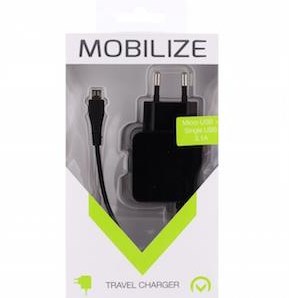 Mobilize USB-Heimladegerät 3100 mA schwarz + Micro-USB-Kabel
