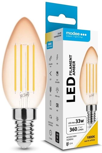 Modee LED-Kerze E14 4-33 W 1800 K Filament bernsteinfarben – LED7400