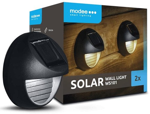 Modee LED-Solar-Wandleuchte 8 cm, 2er-Set, warmweiß – 5099160