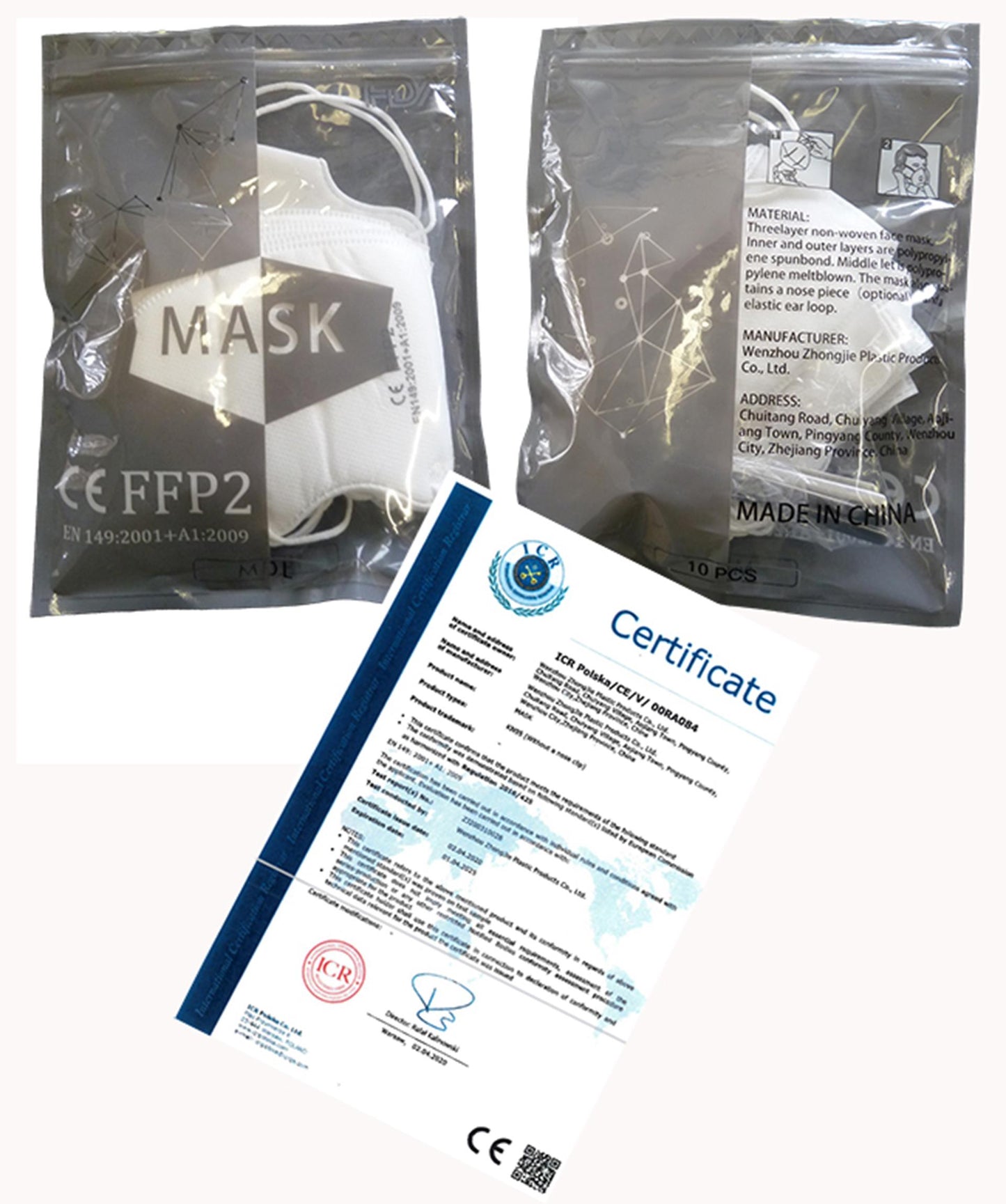 Gesichtsmasken kn95 10 Stück ffp2 (waschbar)