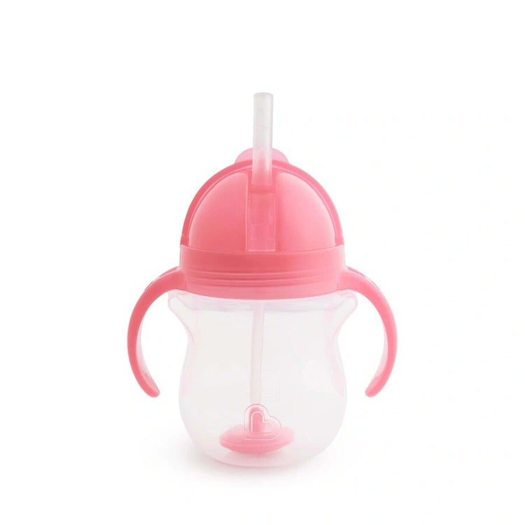 Munchkin Tip Sip Anti-Spill-Strohhalmbecher – Trinkbecher mit Strohhalm – spülmaschinenfest – ab 6 Monaten – 207 ml – rosa – Trinkbecher mit Strohhalm