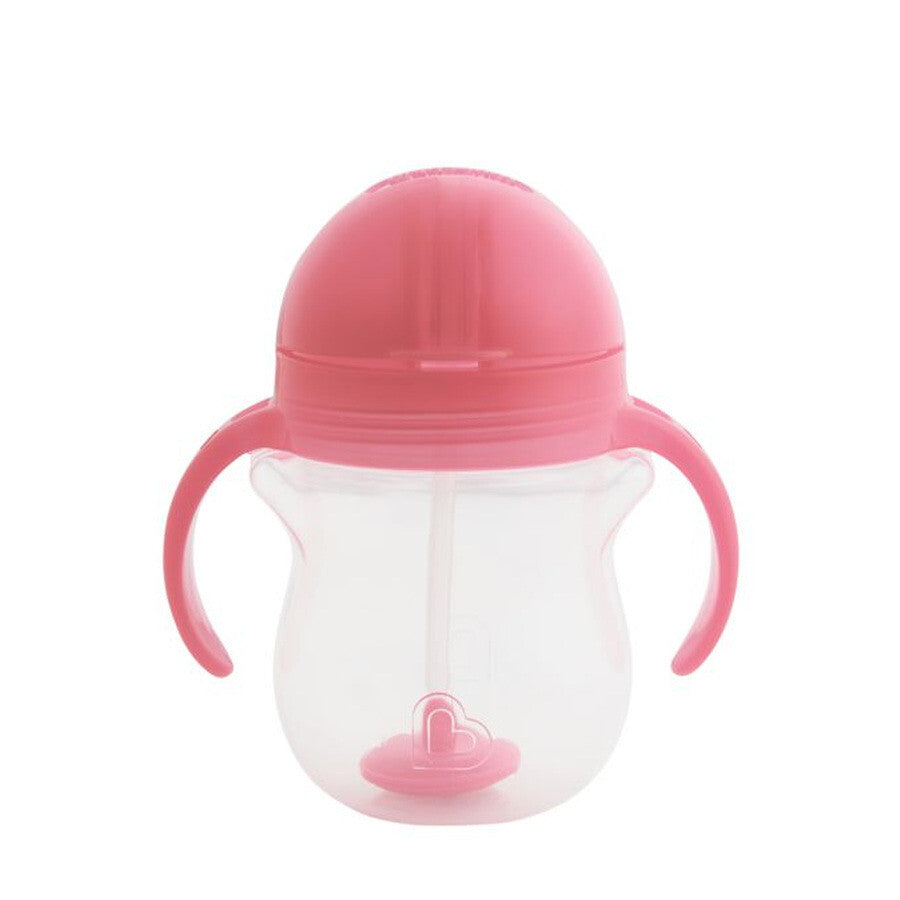 Munchkin Tip Sip Anti-Spill-Strohhalmbecher – Trinkbecher mit Strohhalm – spülmaschinenfest – ab 6 Monaten – 207 ml – rosa – Trinkbecher mit Strohhalm