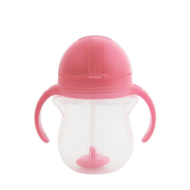 Munchkin Tip Sip Anti-Spill-Strohhalmbecher – Trinkbecher mit Strohhalm – spülmaschinenfest – ab 6 Monaten – 207 ml – rosa – Trinkbecher mit Strohhalm