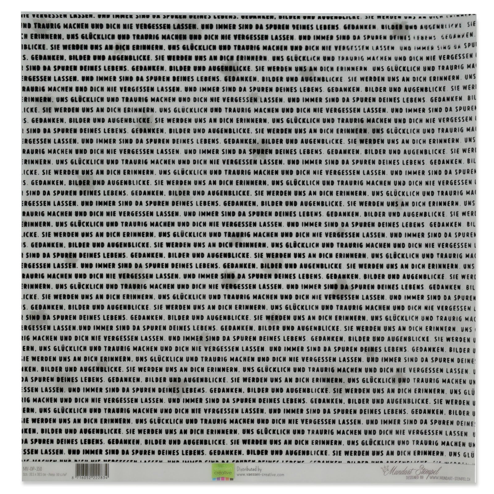 Mundart-Stempel • Pergamentpapier samt deutscher Texttrauer