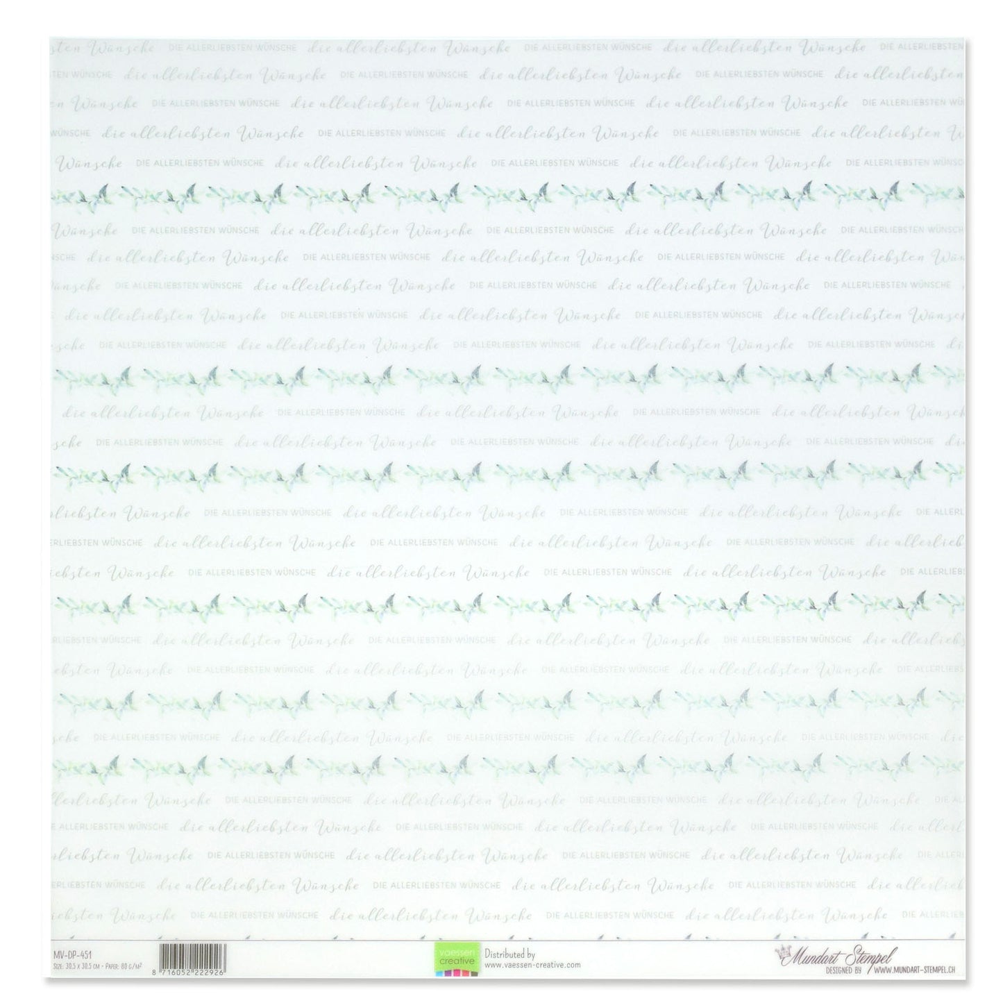 Mundart-Stempel • Pergamentpapier Deutscher Text die allerliebsten Wünsche