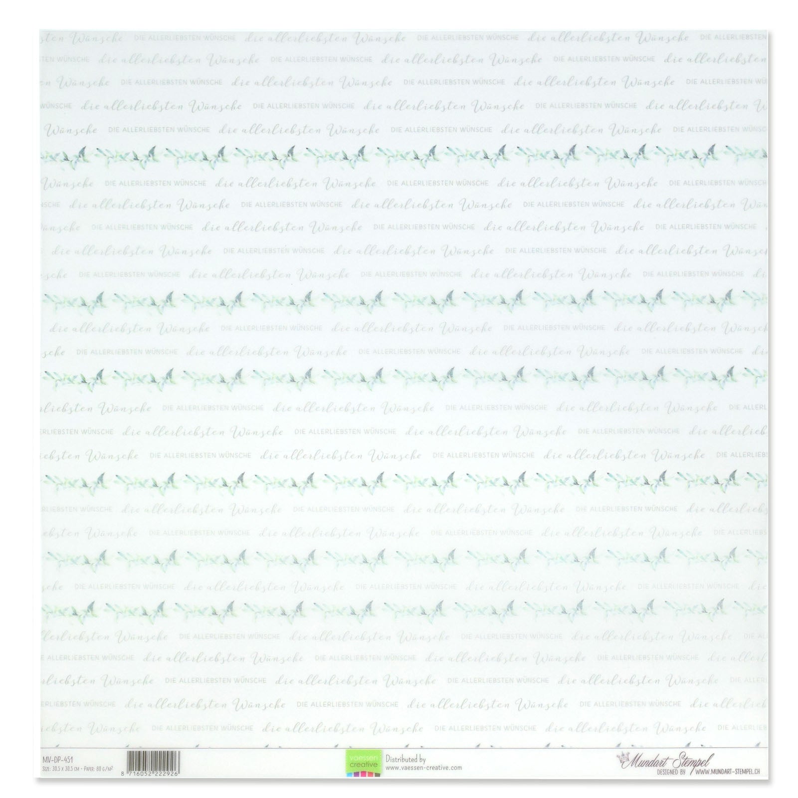 Mundart-Stempel • Pergamentpapier Deutscher Text die allerliebsten Wünsche